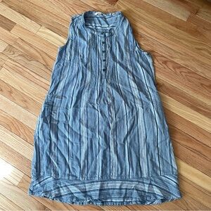 Briggs Blue Linen Blend Striped Shift Dress Large Casual Summer Vacation Beach